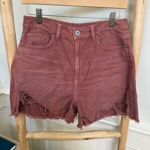 American Eagle Outfitters Red Distressed Denim Cutoff Shorts Women Size 8